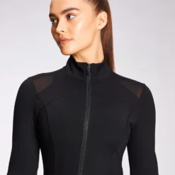 MP Women's Power Mesh Slim Fit Jacket – Black -Fitness Nutrition Store 12698492 1674856547817956