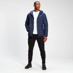 MP Men's Lightweight Hooded Packable Puffer Jacket - Navy -Fitness Nutrition Store 12790137 6834891530686544