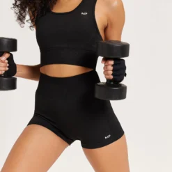 MP Women's Curve High Waisted Booty Shorts - Black -Fitness Nutrition Store 13121305 2594915096016031